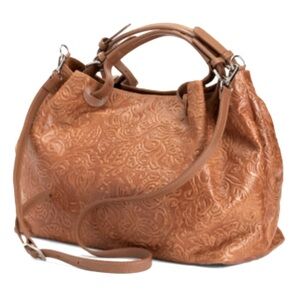 STELA BIANCA MADE IN ITALY LARGE GENUINE LEATHER  Embossed Tote HANDBAG PURSE